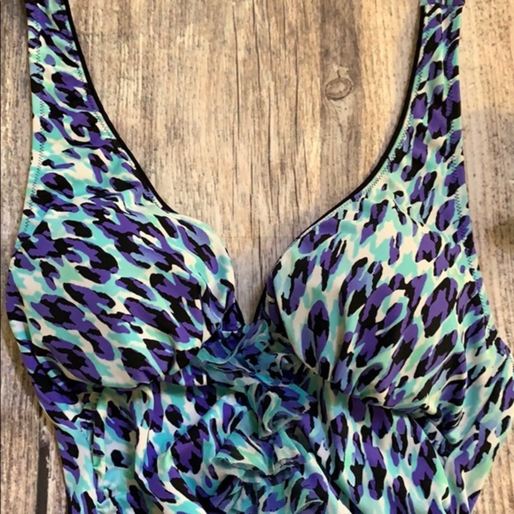 Profile By Gottex Blue and Purple Patterned One Piece